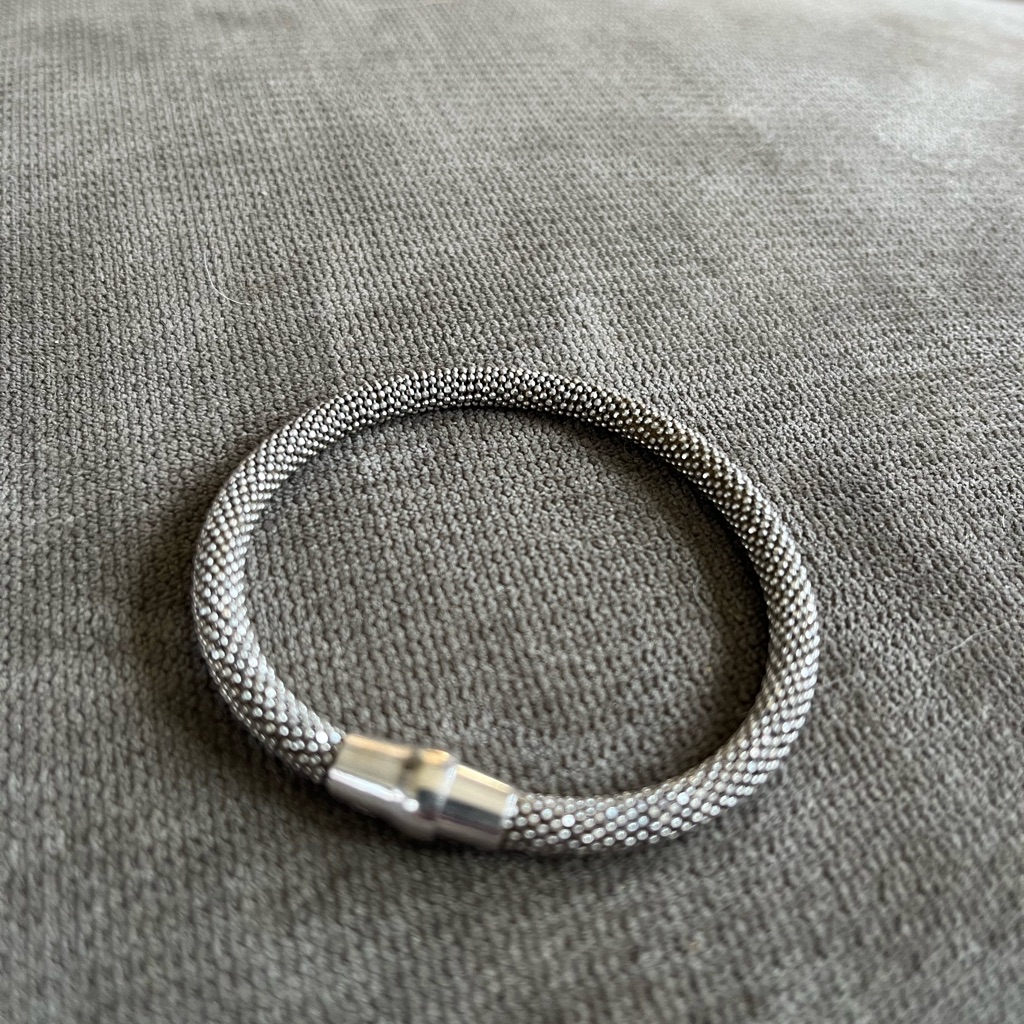 Bronzo Italia Mesh Bracelet. Silver Tone. Diamond Cut. 7 Inches.